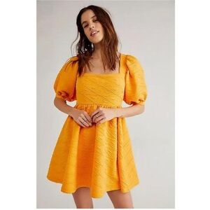 Free People tangerine babydoll mini dress, size medium